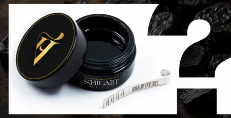Open jar of premium quality Shilajit resin with a measuring spoon, symbolizing its purity and benefits as a Himalayan superfood.